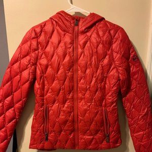 red Michael Kors puffer coat